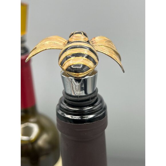 Pottery Barn Bee Wine Bottle Stoppers Enamel Amber Color Summer - Picture 11 of 16